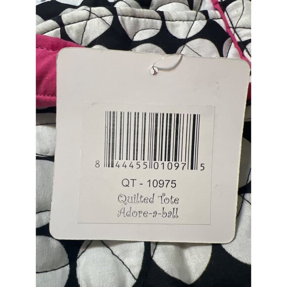 Buckhead Betties Adore-A-Ball Quilted Tote Bag With Pink Trim Green Lining NWT - Picture 6 of 6